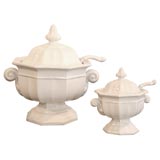 19THC RARE IRONSTONE LARGE & SMALL TUREENS WITH ORIGINAL  LADLES