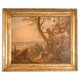 19THC INDIANS HUNTING PRINT/LITHO. WITH ORIGINAL LEMONGOLD FRAME