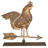 Antique RARE 19THC ORIGINAL SURFACE FULL BODY COPPER ROOSTER WEATHERVANE