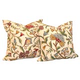 Vintage 1940'S CREWELWORK PILLOWS WITH LINEN BACKING