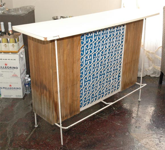 Vintage Teak and Iron Regency Bar