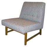 Upholstered button backed slipper chair on walnut frame-Dunbar