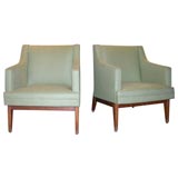 Single Risom style 1950
s lounge chair with solid wood frame