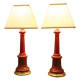 Pair of Eglomise Lamps