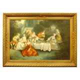Antique Grand Scale French Picnic Painting