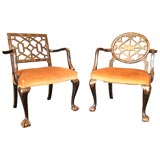 Antique Fraternal Pair of Chinoiserie Chairs