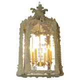 PAIR CARVED WOOD LANTERNS