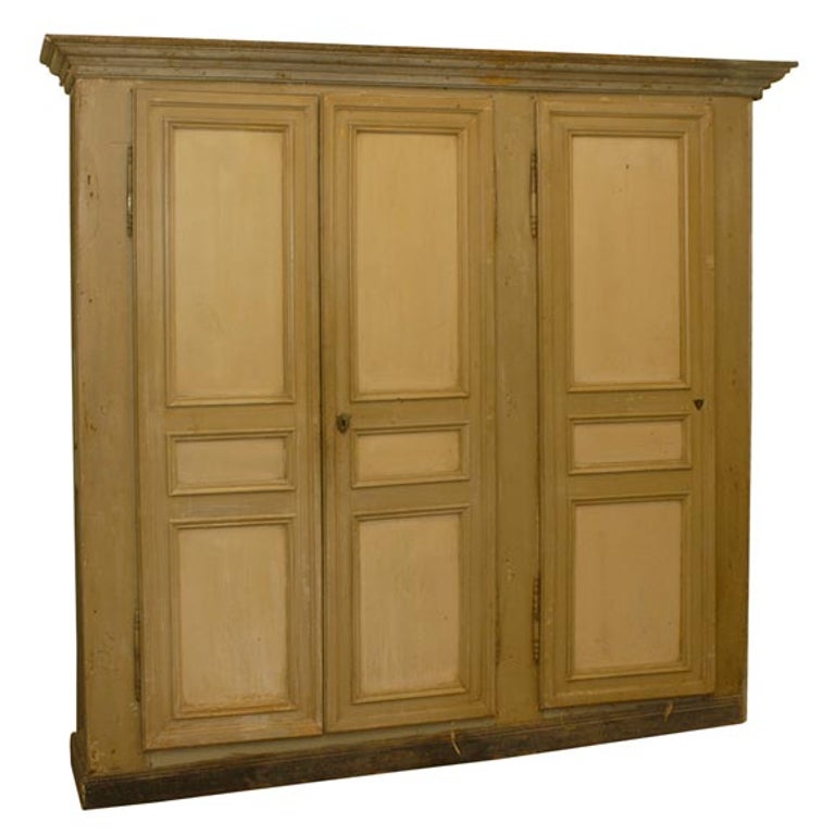 19th Century French Three-Door Painted Cupboard For Sale
