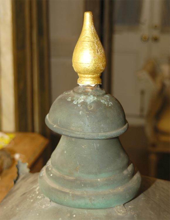 Painted 19th Century French Corner Lantern Single Light or Can Be for Gas