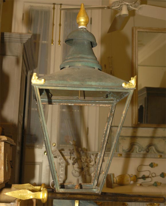 19th Century French Corner Lantern Single Light or Can Be for Gas 2