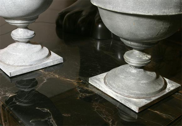 Unknown Pair Zinc Covered Urns