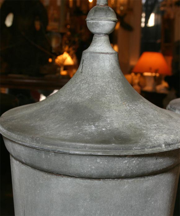 Pair Zinc Covered Urns 1