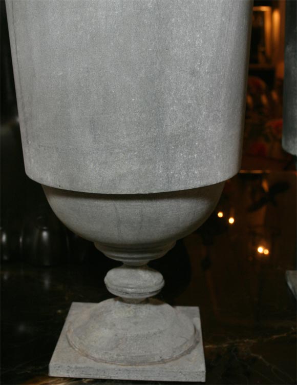 Pair Zinc Covered Urns 2