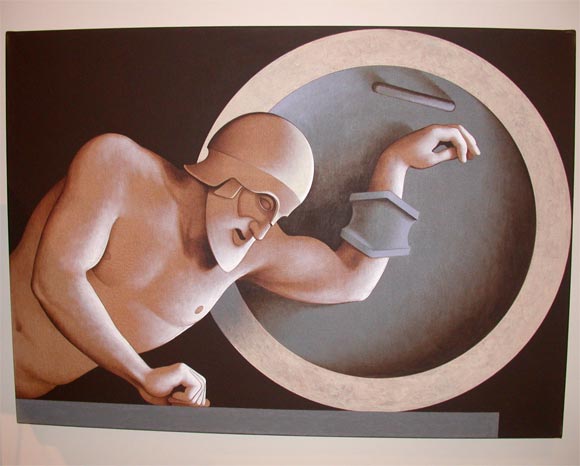 Fallen Greek warrior painting by Lynn Curlee
Based upon an ancient Greek sculpture.
Edges are fully finished and painted so that framing is optional.