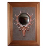 DEER HEAD PAINTING  WITH CONVEX MIRROR BY LYNN CURLEE