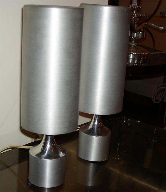 Late 20th Century Two Chromed Metal Lamps