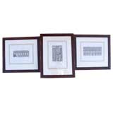Set of three architectural engravings of Palais de Fontainebleau