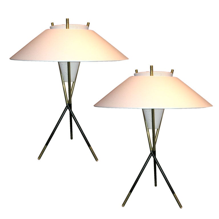 Pair of Modernist Architectural Table Lamps by Gerald Thurston
