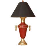 Mid Century red lacquered table lamp