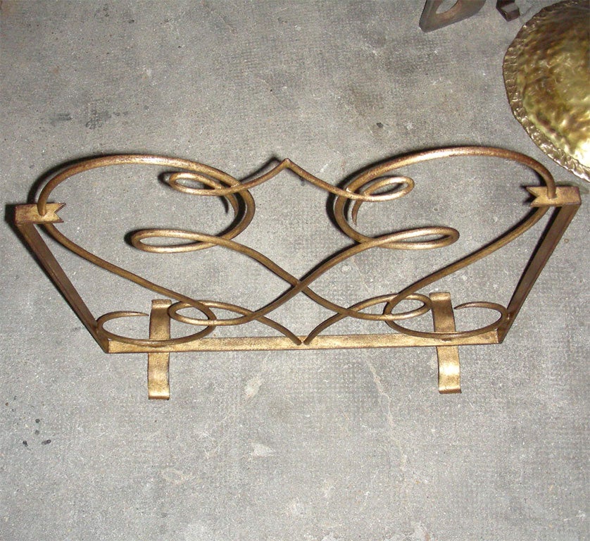 Wrought Iron 1940s Fire Screen by René Drouet For Sale