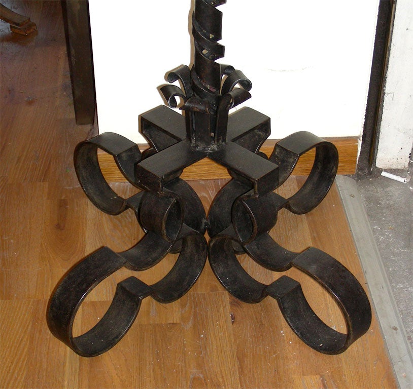French 1940 Wrought Iron Floor Lamp by R. Subes