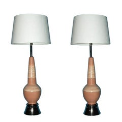Pair Mounumental Rembrandt Pottery Lamps