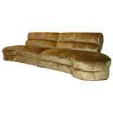 Two Piece Sectional Newly Upholstered in Gold Silk Velvet