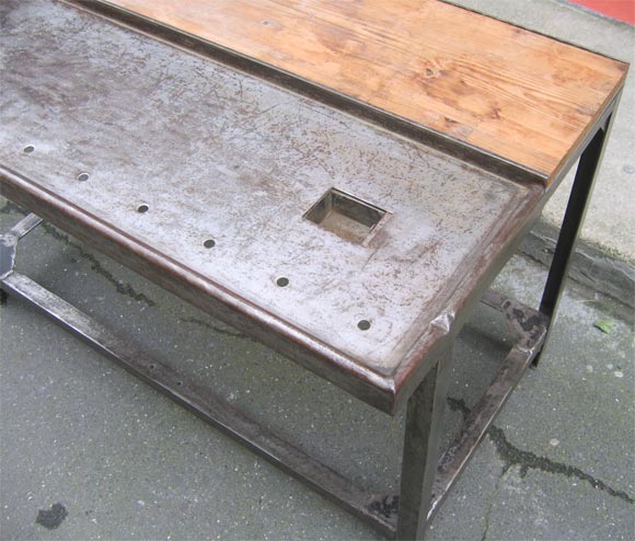 1950s Industrial Table with Integrated Lamp For Sale 1