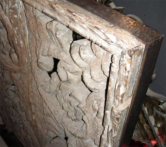 Walnut 1500 Florentine Interior Carved Wood Shutter For Sale