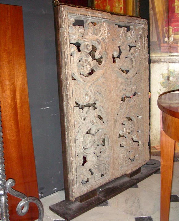 1500 Florentine Interior Carved Wood Shutter For Sale 2