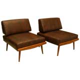 Pair of leather lounge chairs