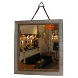 1970-1980 Mirror with Studded Woven Horsehair Frame