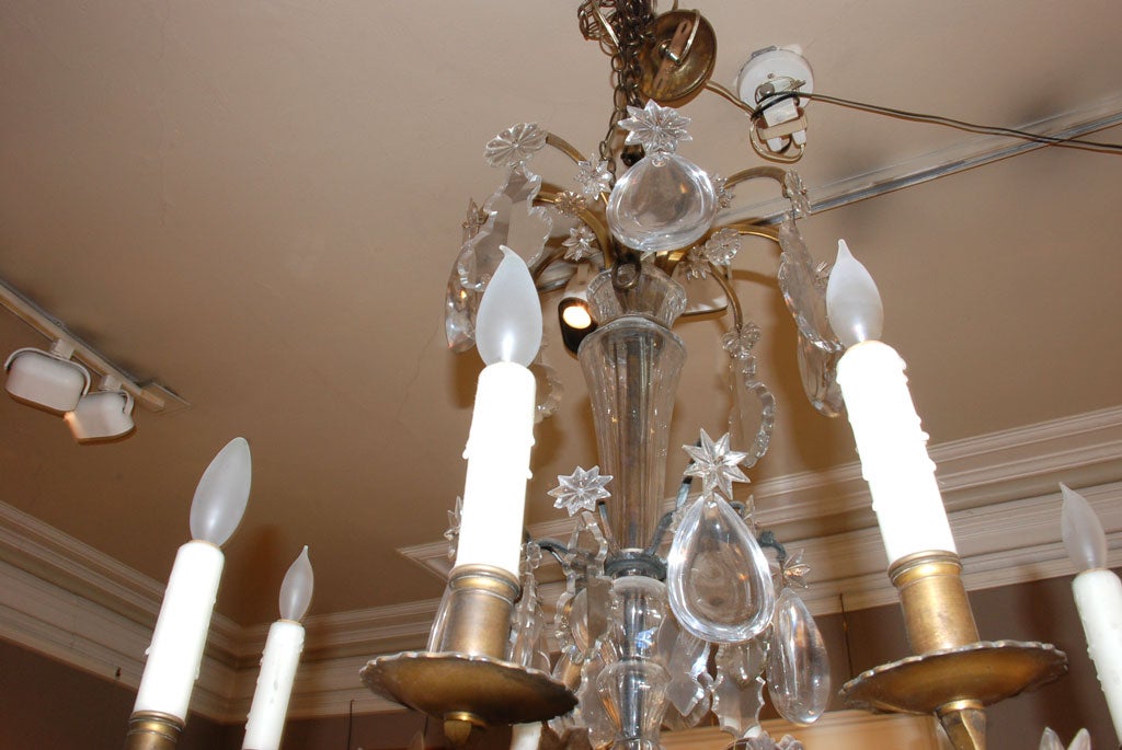 Louis XVI  Period French Eight Light Bronze and Crystal Chandelier For Sale