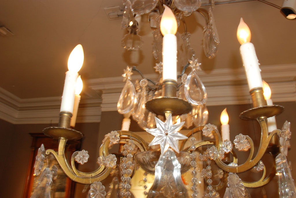  Period French Eight Light Bronze and Crystal Chandelier In Good Condition For Sale In West Palm Beach, FL