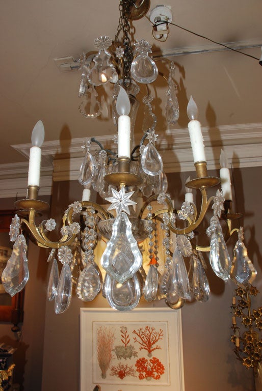 Late 18th Century  Period French Eight Light Bronze and Crystal Chandelier For Sale