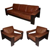 1970-1980 Brown Leather Living-Room Suite