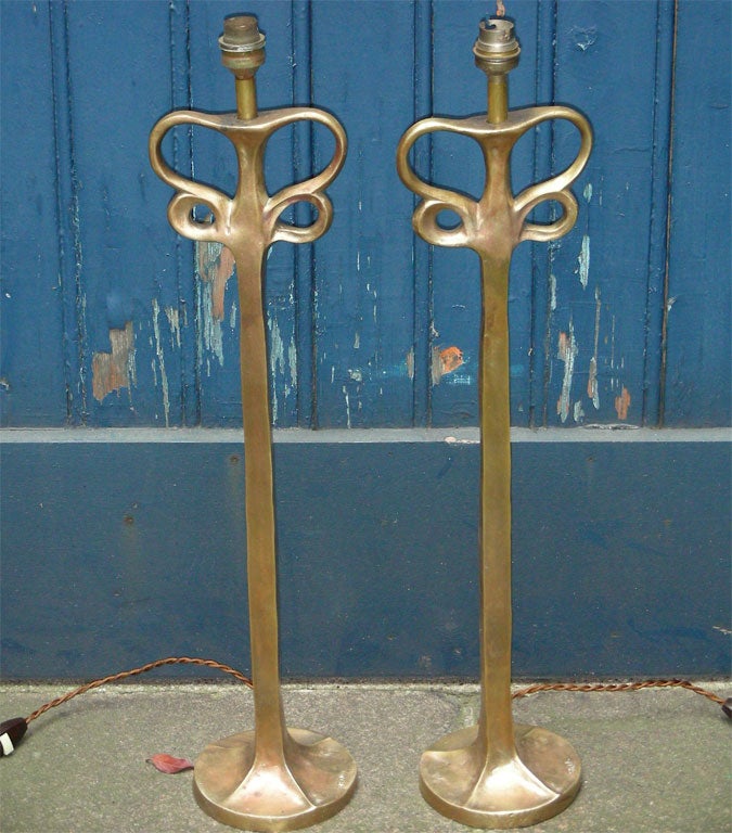 Two bronze lamps by Silva Bern for André Arbus, signed 