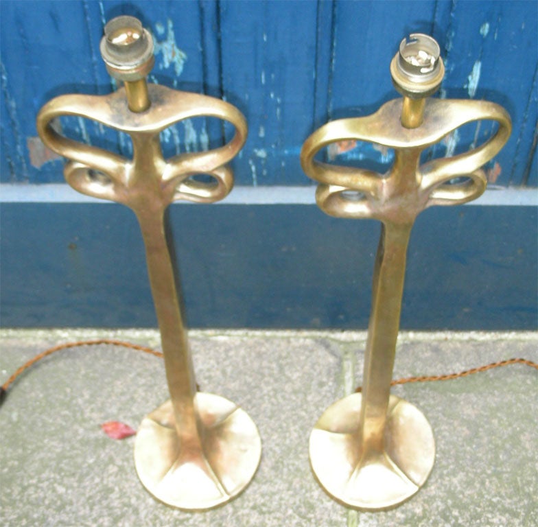 Two 1958 Bronze Lamps by Silva Bern for André Arbus 3