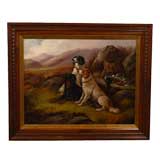 large Oil Painting of sporting dogs in landscape