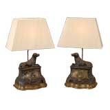 Pair of iron Chenets converted into lamps