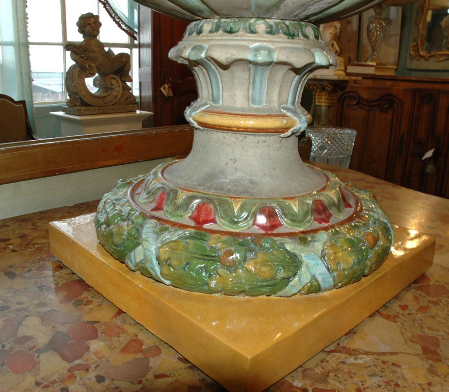 Large Glazed Stoneware Urn by Zsolnay In Good Condition For Sale In Pembroke, MA