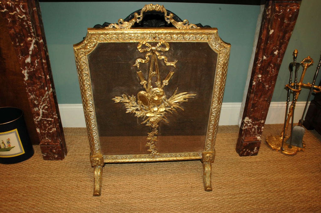 French Gilt-bronze Firescreen