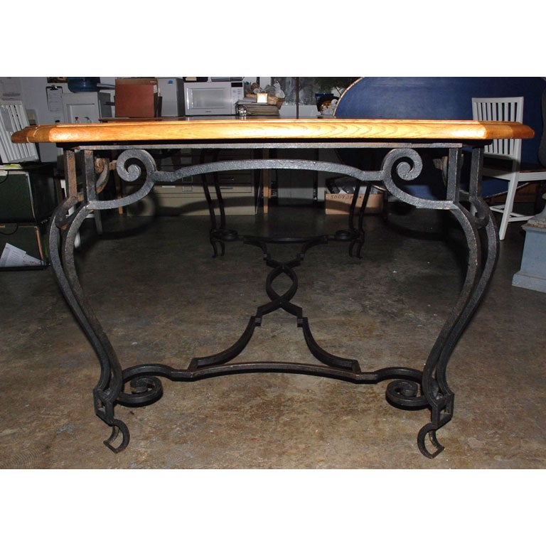 Belgian Iron and Oak Dining Table In Excellent Condition For Sale In Boston, MA