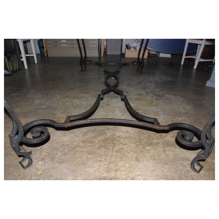 Belgian Iron and Oak Dining Table For Sale 3