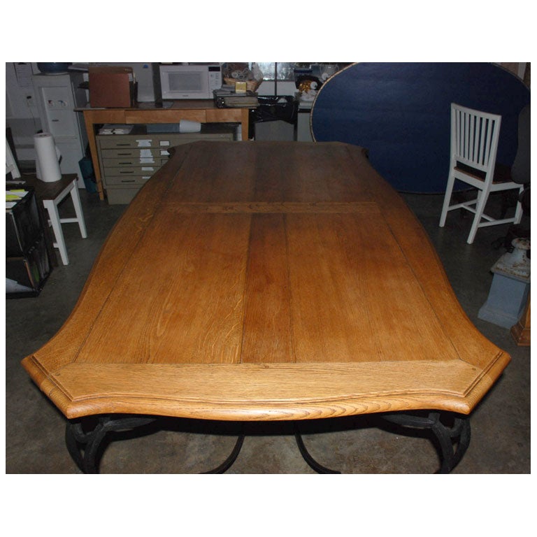 Belgian Iron and Oak Dining Table For Sale 4