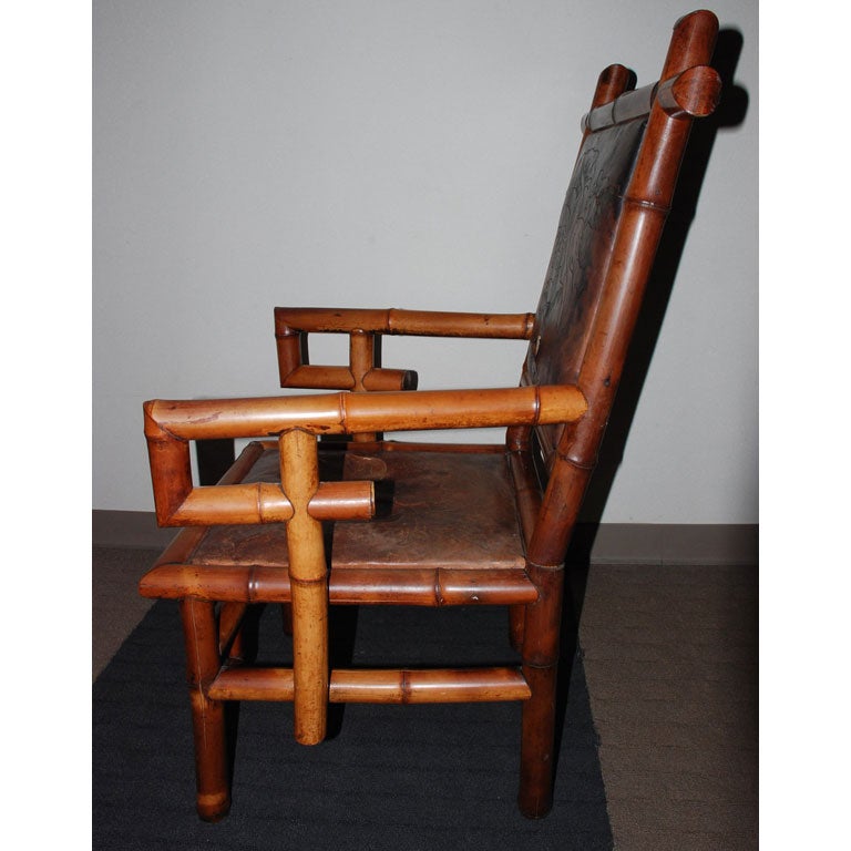 French Pair of 19th Century Bamboo Armchairs For Sale