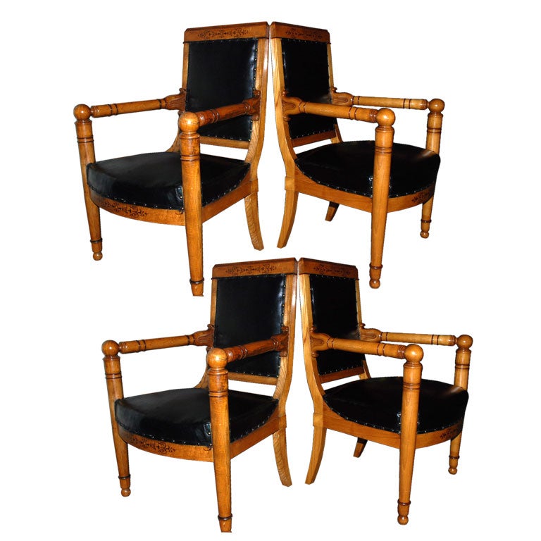 Set of Four 19th Century Charles X Armchairs