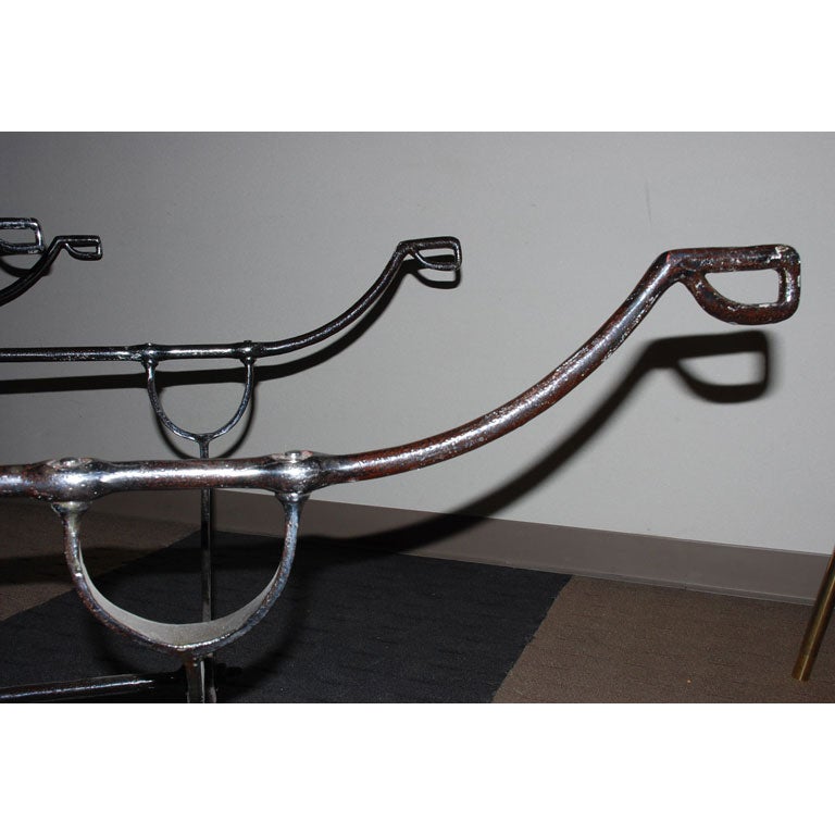 Early 19th Century Iron Campaign Bed Frame With Leather Strapping For Sale 5