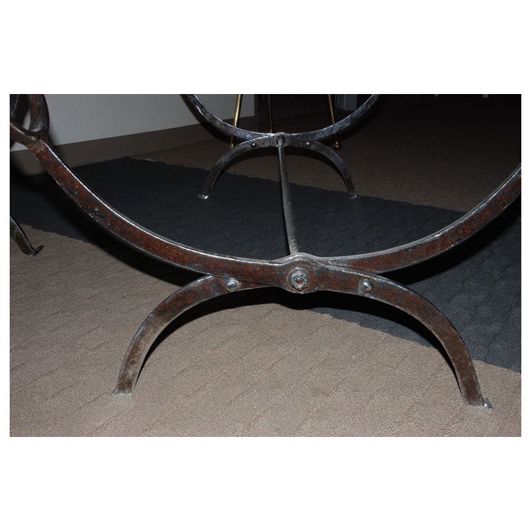 Early 19th Century Iron Campaign Bed Frame With Leather Strapping For Sale 6