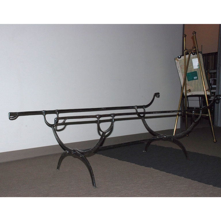 Early 19th Century Iron Campaign Bed Frame With Leather Strapping For Sale 8